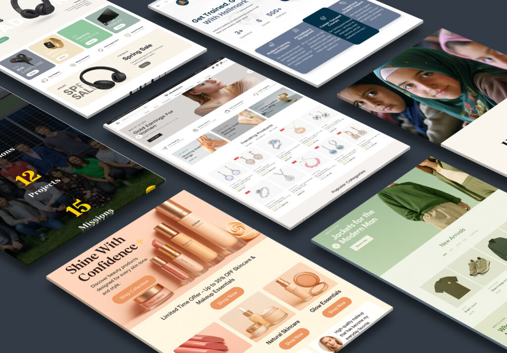 landing pages of websites