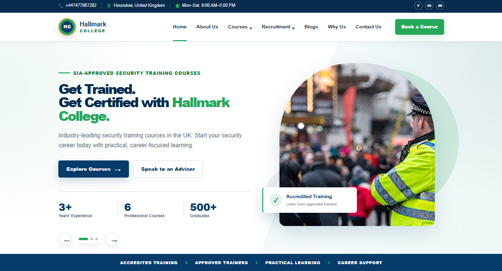 Hallmark College Website Mockup