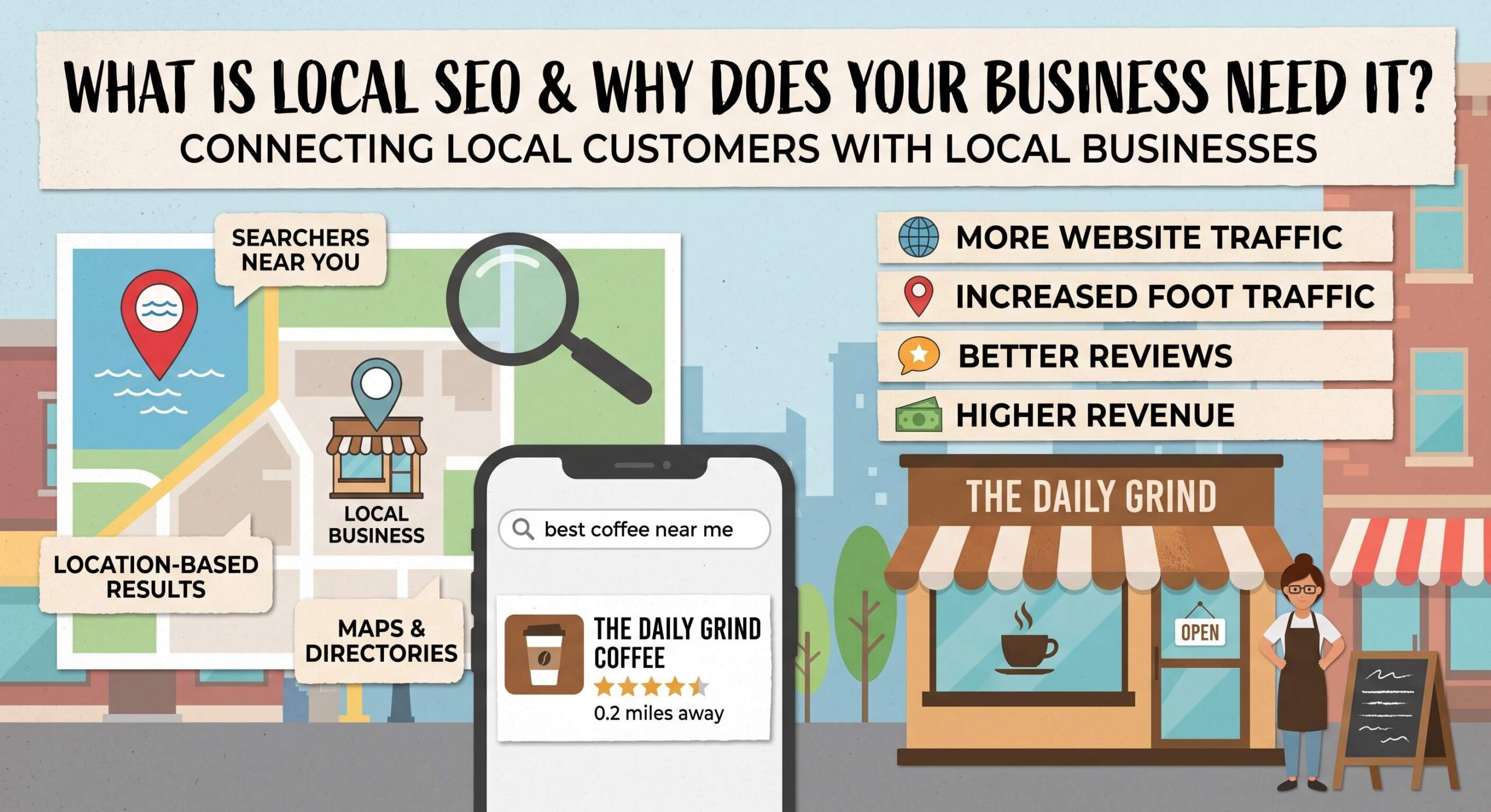 Local SEO connecting customers with local businesses through search and maps